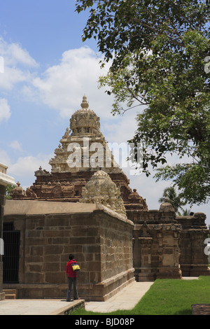 Vaikuntha perumal ; temple dédié au dieu Vishnu ; construit en l'an 674-800 ; Kanchipuram district de l'État ; l'Inde ; Tamilnadu Banque D'Images