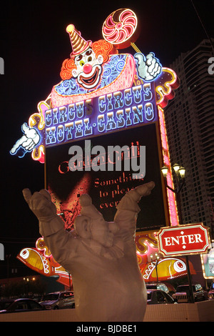 Clown sur un panneau du Circus Circus Hotel and Casino, Las Vegas, USA Banque D'Images