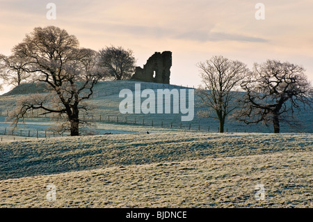 Un matin glacial à l'égard Greenhalgh Château dans Garstang, Lancashire, Angleterre Banque D'Images