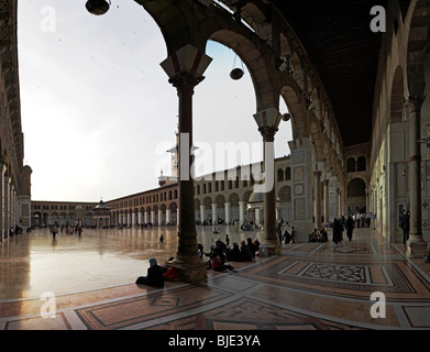 Damas Syrie la cour dans le panorama de la grande mosquée d'Umayyad Banque D'Images