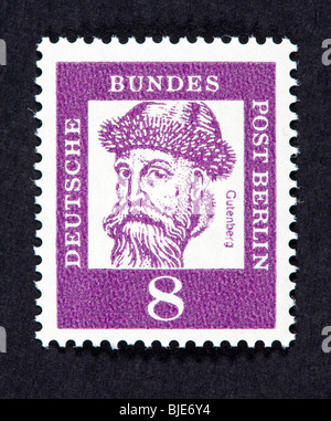 Timbre-poste de Berlin représentant Johann Gutenberg. Banque D'Images