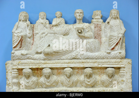 Famille, Relief funéraire, 3e siècle, à partir de la vallée des tombeaux, Palmyra, Syrie Banque D'Images