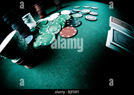 Jeu de poker prises avec objectif fisheye Banque D'Images