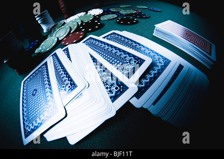 Jeu de poker prises avec objectif fisheye Banque D'Images