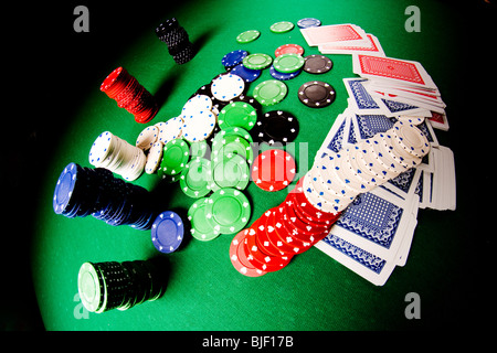 Jeu de poker prises avec objectif fisheye Banque D'Images