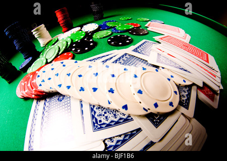 Jeu de poker prises avec objectif fisheye Banque D'Images