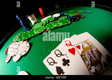 Jeu de poker prises avec objectif fisheye Banque D'Images