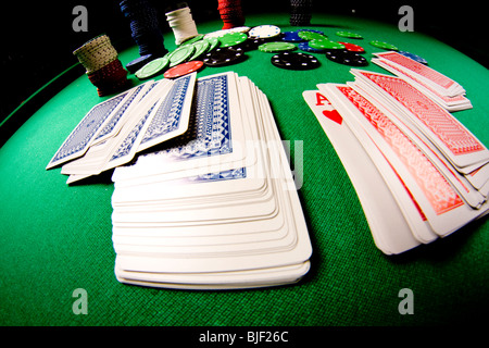 Jeu de poker prises avec objectif fisheye Banque D'Images