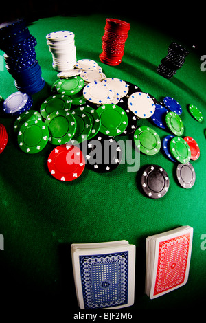 Jeu de poker prises avec objectif fisheye Banque D'Images