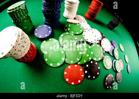 Jeu de poker prises avec objectif fisheye Banque D'Images