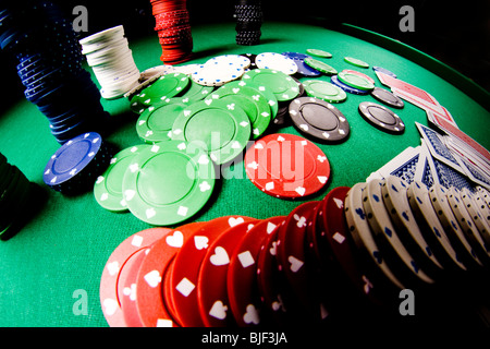 Jeu de poker prises avec objectif fisheye Banque D'Images