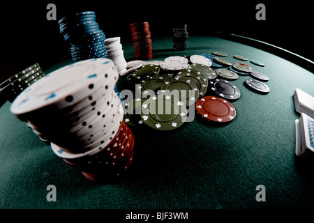 Jeu de poker prises avec objectif fisheye Banque D'Images