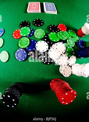 Jeu de poker prises avec objectif fisheye Banque D'Images