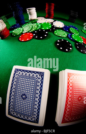 Jeu de poker prises avec objectif fisheye Banque D'Images