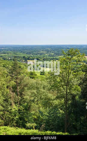 Vue sur la télévision Weald vers le sud Downs de Leith Hill, Surrey, England, UK Banque D'Images