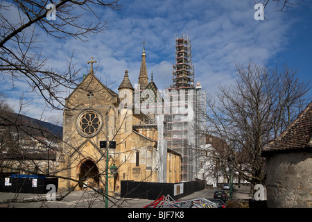 La rénovation de la collégiale à l'échafaud, Neuchâtel, Suisse. Charles Lupica Banque D'Images