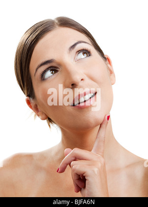 Portrait d'une belle femme avec une expression de la pensée Banque D'Images