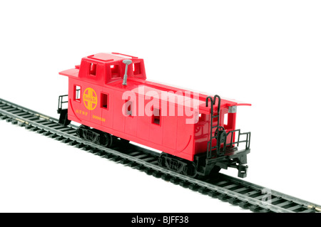 Train Maquette de chemin de fer américain Red Caboose Banque D'Images