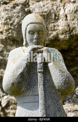 Statue de Saint Patrick au sommet de l'Maumeen Pass, Maumturk Mountains, Connemara, comté de Galway, Irlande Banque D'Images