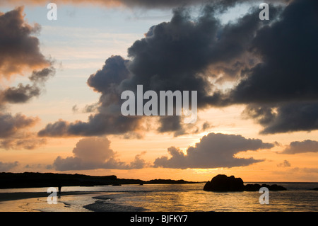 Coucher du soleil à Verona Beach, Connemara, comté de Galway, Irlande Banque D'Images