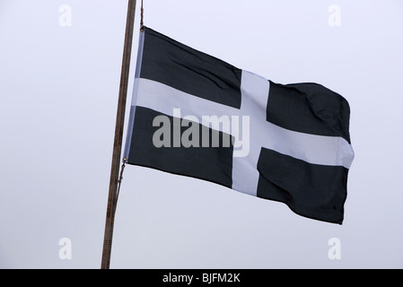 Cornish Drapeau Le drapeau de Saint Piran. Banque D'Images