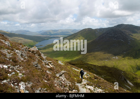 Lough Kylemore de Diamond Hill, près de Letterfrack, Connemara, comté de Galway, Irlande Banque D'Images