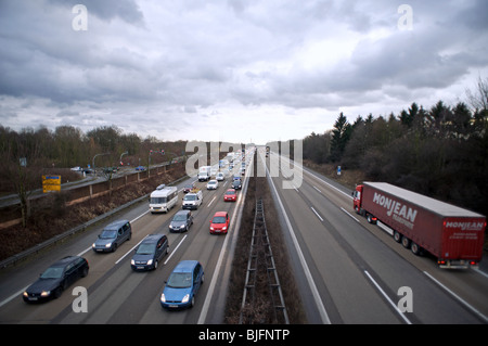 Autoroute congestionnée, Allemagne Banque D'Images