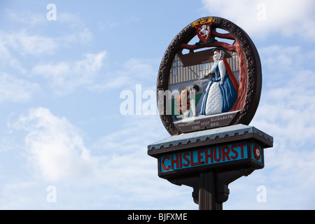 Panneau du Village, Chislehurst, dans le Kent, UK Banque D'Images