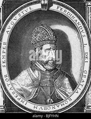 Ferdinand I, 10.3.1503 - 25.7.1564, Saint Empereur romain 24.3.1556 - 25.7.1564, portrait, gravure sur cuivre, 16e siècle, l'artiste a le droit d'auteur , de ne pas être effacé Banque D'Images