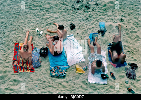 La Roche Bernard, France, Bretagne, vue aérienne, sur la plage, de l'Atlantique Banque D'Images