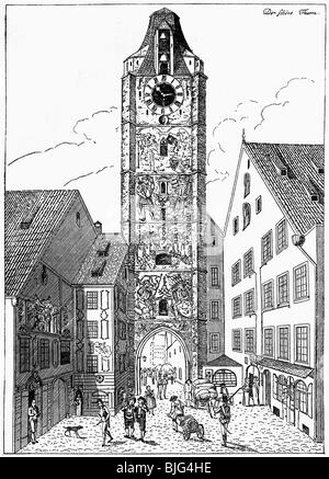 Géographie / voyage, Allemagne, Munich, rues, portes de la ville, Kaufinger Tor, démoli 1807, gravure par Friedrich Bollinger, début du XIXe siècle, Banque D'Images
