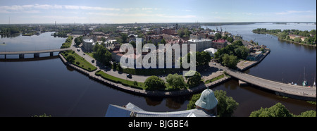 Vue panoramique sur le centre historique de Vyborg à partir de la tour de l'OLAF. Banque D'Images