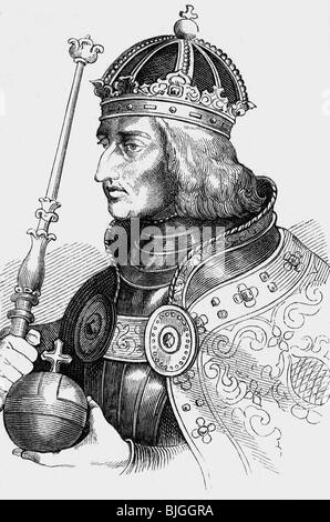 Maximilian I, 22.3.1459 - 12.1.1519, Empire romain Saint 4.2.1508 - 12.1.1519, portrait, gravure en bois, XIXe siècle, , Banque D'Images