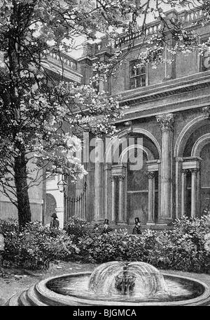 Argent / finance, banques, Banque d'Angleterre, Threadneedle Street, Londres, vue intérieure, cour intérieure, gravure en bois, vers 1895, Banque D'Images