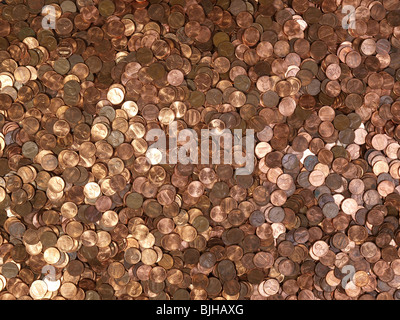 Gros tas de shinny American Lincoln penny. Banque D'Images