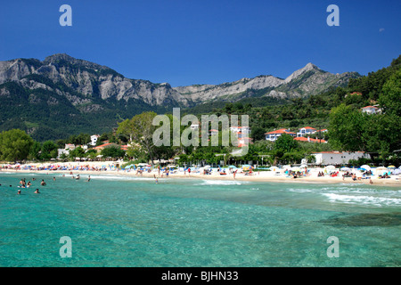 La plage de Chrysi Ammoudia Nord Egée grecque île de Thassos Grèce UE Union Européenne Europe Banque D'Images