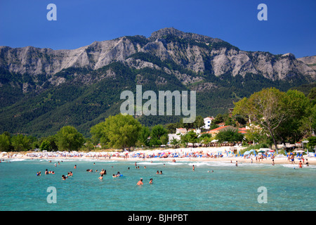 La plage de Chrysi Ammoudia Nord Egée grecque île de Thassos Grèce UE Union Européenne Europe Banque D'Images