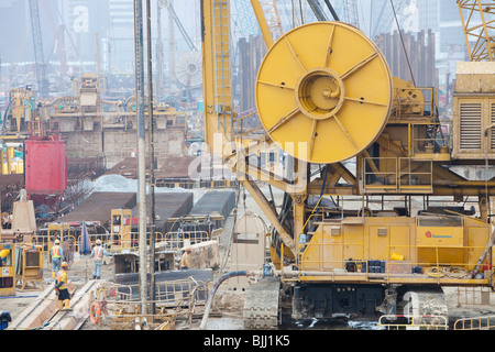 Un chantier de construction à Hong Kong, Chine. Banque D'Images