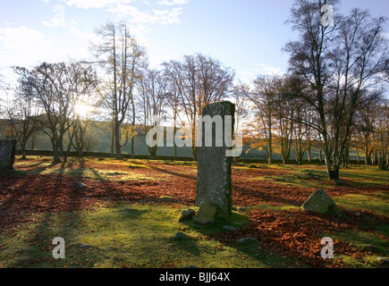 Standing Stone à neothithic historique Clava Cairns près de Culloden Moor, Inverness Banque D'Images