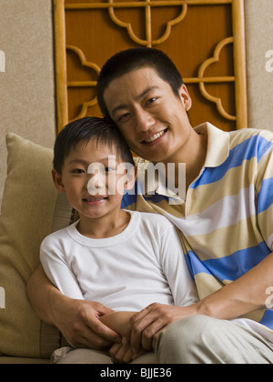 Père et fils smiling Banque D'Images