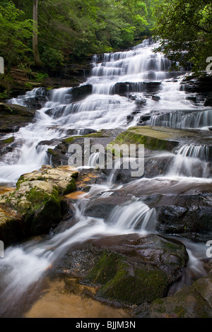 Chutes de minnehaha sont sur falls entre la direction générale de son cours supérieur sur l'établissement de Stony Mountain et où il se jette dans le lac rabun. Ils sont à environ 100 m de hauteur, et sans doute la plus belle cascade de la Géorgie du nord. Il est facilement accessible de Bear Lake rabun gap road près de la ville de lakemont. Une des fonctionnalités intéressantes de minnehaha est le lit de quartz au pied des chutes. Banque D'Images