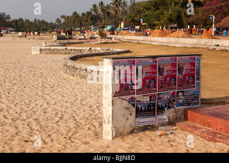 L'Inde, le Kerala, Alappuzha (Alleppey), plage, promenade du front de mer, l'amélioration des travaux en cours Banque D'Images