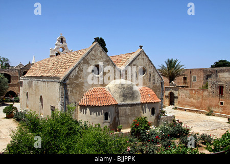 Église de l'abbaye, monastère Arkadi, Moni Arkadi, Monument National, Crète, Grèce, Europe Banque D'Images