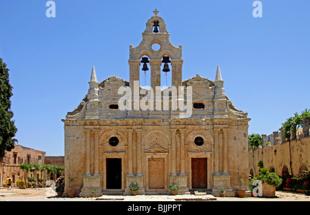 Église de l'abbaye, monastère Arkadi, Moni Arkadi, Monument National, Crète, Grèce, Europe Banque D'Images