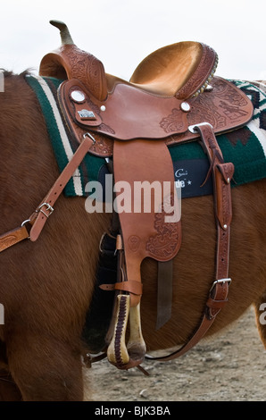 L'image d'une selle d'équitation en cuir de l'ouest Banque D'Images