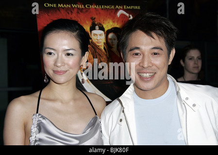 ZIYI ZHANG & JET LI PREMIERE FILM HÉROS CINÉMA ARCLIGHT HOLLYWOOD LOS ANGELES USA 17 Août 2004 Banque D'Images