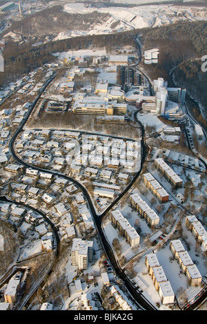 Vue aérienne, neige, hiver, Siegen, région du Sauerland, Nordrhein-Westfalen, Germany, Europe Banque D'Images