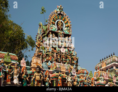 L'Inde, le Kerala, Alappuzha (Alleppey), YMCA, Road, pleines de gopuram de petit temple Hindou Banque D'Images