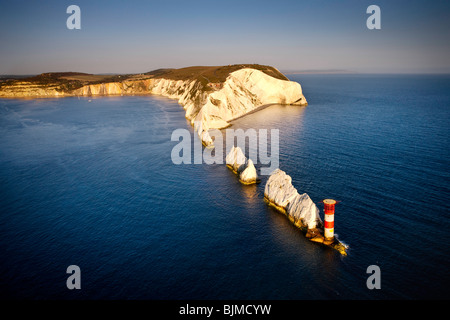 Vue aérienne de l'aiguille. L'île de Wight, Angleterre, RU Banque D'Images