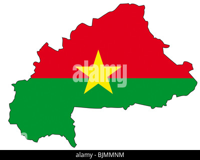 Le Burkina Faso, flag, outline Banque D'Images